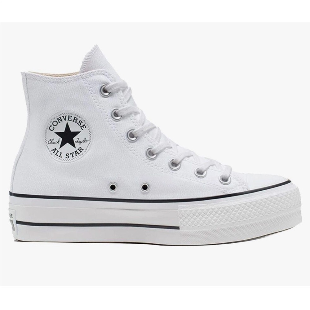 White Platform Converse Size 8